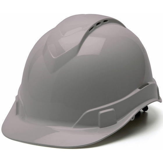 Pyramex Ridgeline Vented Cap Style 4 Pt Ratchet Suspension Hard Hat, Gray