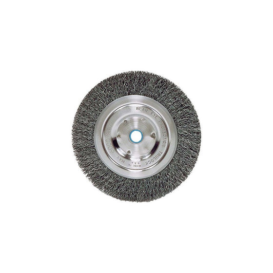 Weiler 2325 Vortec Pro Medium Face Bench Grinder Wheel, 6", 0.14" Crimped Steel Wire Fill, 5/8"-1/2" Arbor Hole