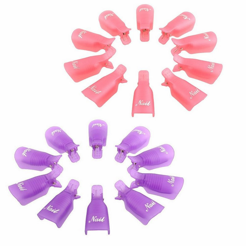yueton Pack of 20 Reusable Nail Art Soak Off Cap Clip UV Gel Polish Remover Wrap Tool
