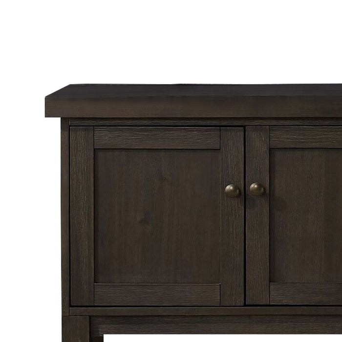 Transitional Style Server with 3 Doors and Open Bottom Shelf, Brown