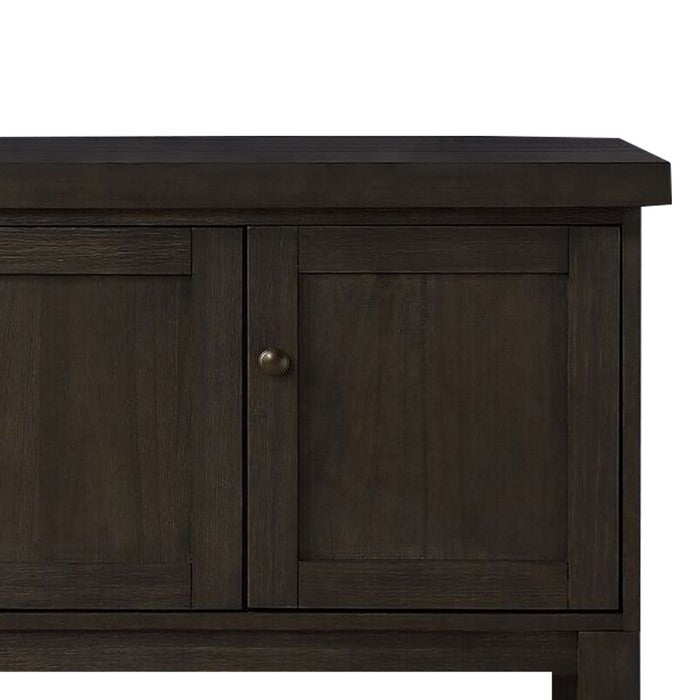 Transitional Style Server with 3 Doors and Open Bottom Shelf, Brown