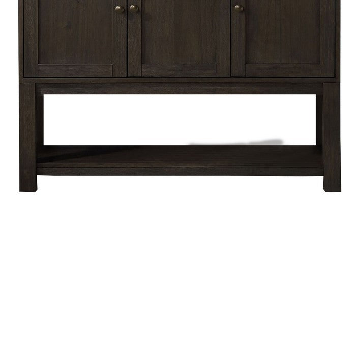 Transitional Style Server with 3 Doors and Open Bottom Shelf, Brown