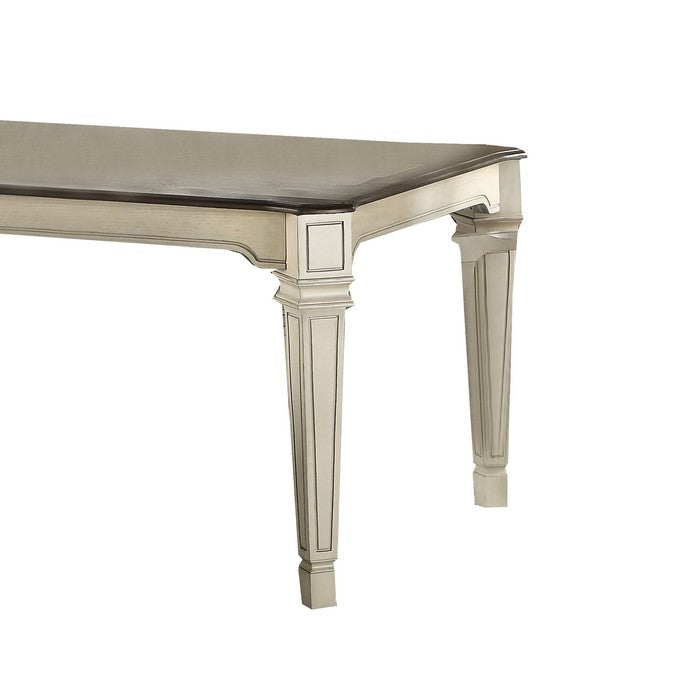 Farmhouse Extendable Dining Table with Geometric Tapered Legs,Antique White