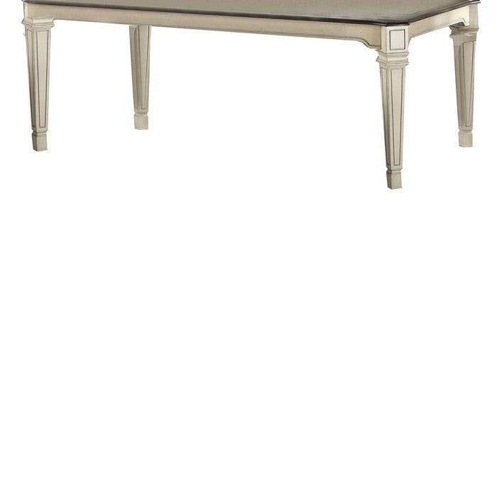 Farmhouse Extendable Dining Table with Geometric Tapered Legs,Antique White