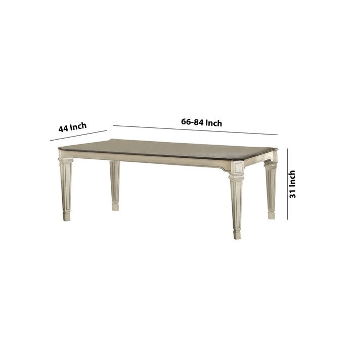Farmhouse Extendable Dining Table with Geometric Tapered Legs,Antique White