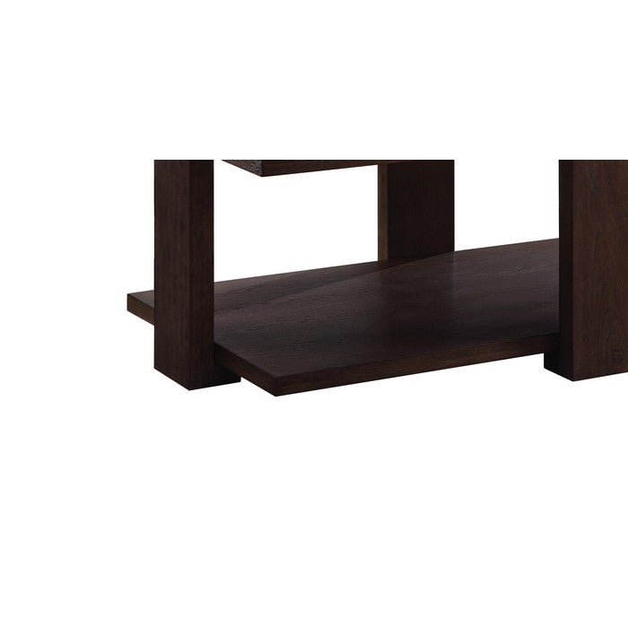 Contemporary Style Rectangular Coffee Table with Open Bottom Shelf, Brown