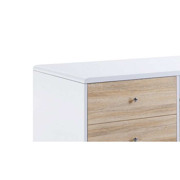 2 Drawer Contemporary Coffee Table with Pull Out Table, White and Brown