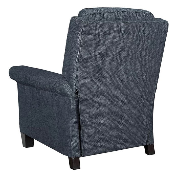 Textured Fabric Upholstered Low Leg Power Recliner, Denim Blue