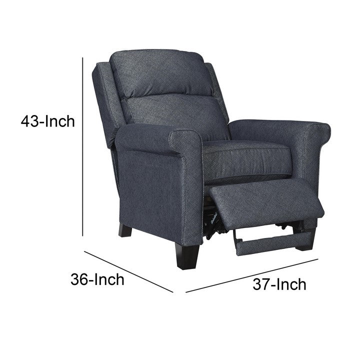 Textured Fabric Upholstered Low Leg Power Recliner, Denim Blue