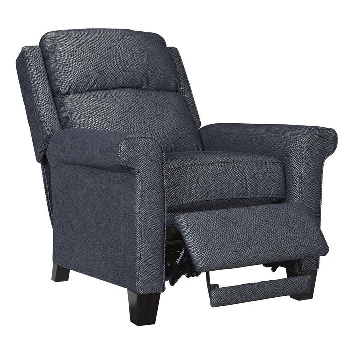 Textured Fabric Upholstered Low Leg Power Recliner, Denim Blue