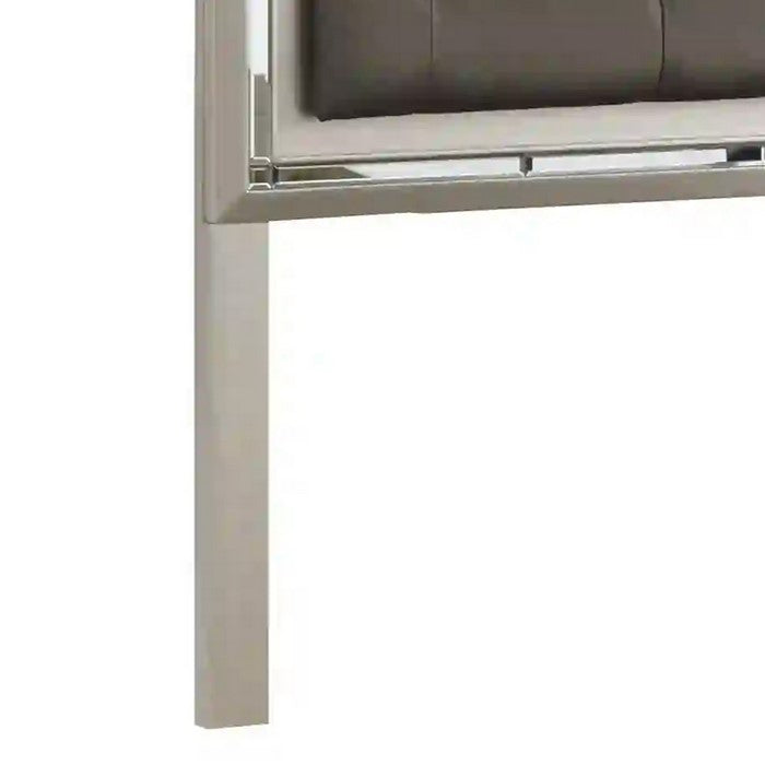 Crystal Tufted Leatherette Twin Panel Headboard, Gray and Silver