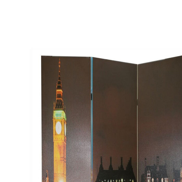 3 Panel Divider with BIG BEN CLOCK and SOUTHWARK BRIDGE Print, Multicolor