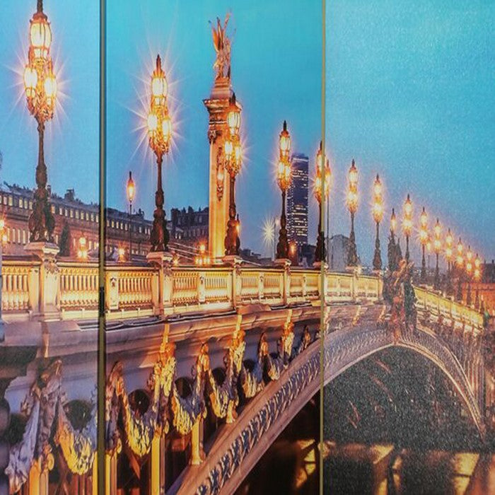 3 Panel Divider with BIG BEN CLOCK and SOUTHWARK BRIDGE Print, Multicolor