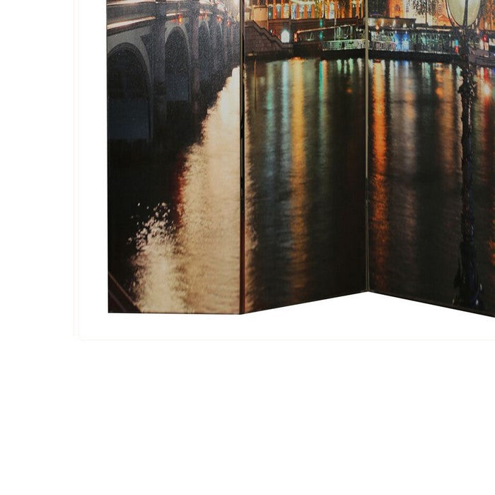 3 Panel Divider with BIG BEN CLOCK and SOUTHWARK BRIDGE Print, Multicolor