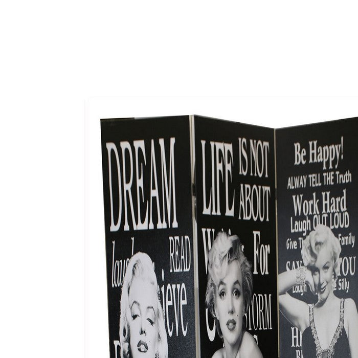 Double Sided Room Divider with MARILYN MONROE Print, Black and White