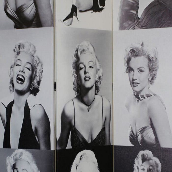 Double Sided Room Divider with MARILYN MONROE Print, Black and White