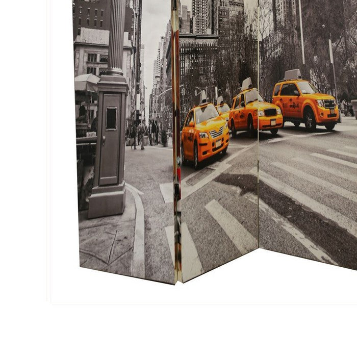 Double Sided 3 Panel Room Divider with ROME Theme Print, Multicolor