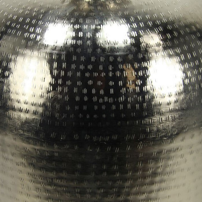 Bellied Shape Iron Vase with Long Neck and Flared Opening, Silver