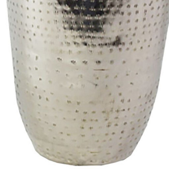 Contemporary Iron Vase with Flared Neck and Rimmed Opening, Silver