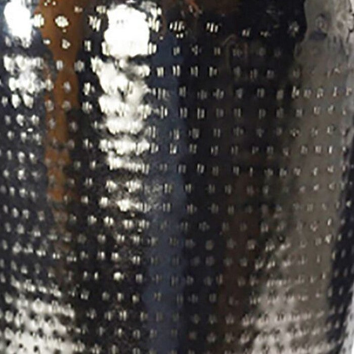 Contemporary Iron Vase with Flared Neck and Rimmed Opening, Silver