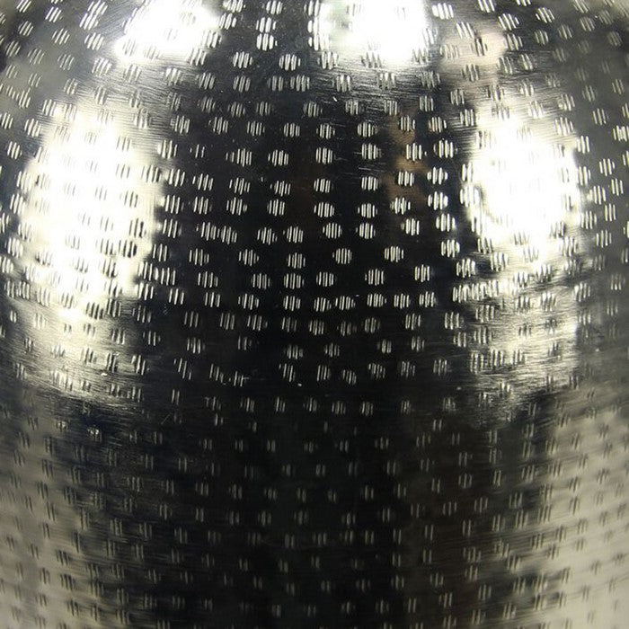 Bellied Shape Iron Vase with Narrow Neck and Rimmed Opening, Silver