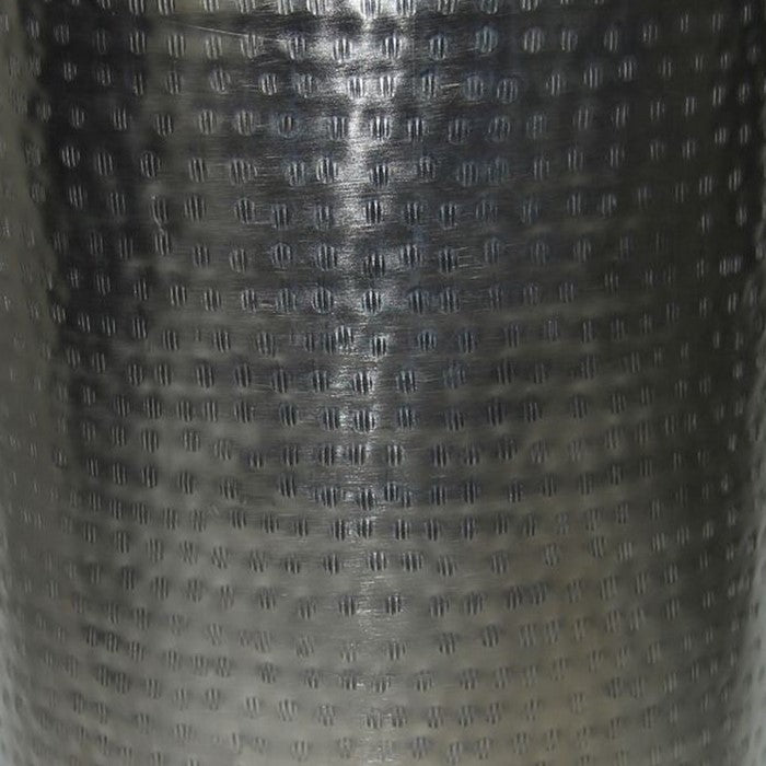 Contemporary Iron Vase with Tapered Body and Rimmed Opening, Silver