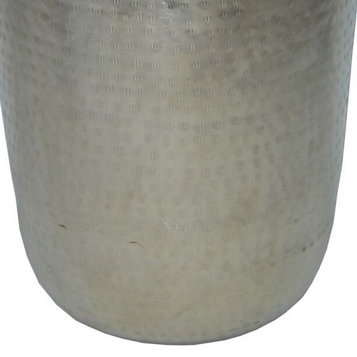 Contemporary Iron Vase with Tapered Body and Rimmed Opening, Silver