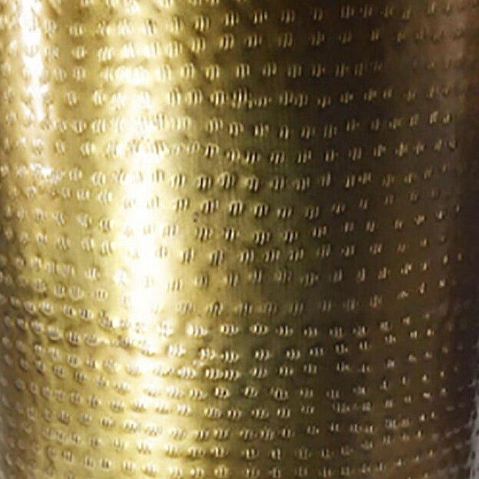 Traditional Style Iron Vase with Tapered Body and Rimmed Opening, Gold