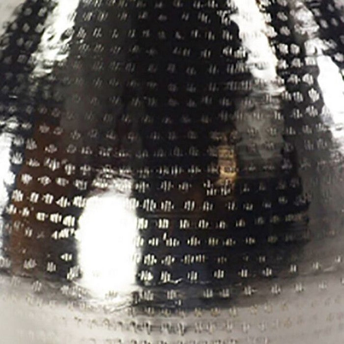 Bellied Shaped Iron Vase with Narrow Opening and Textured Top, Silver
