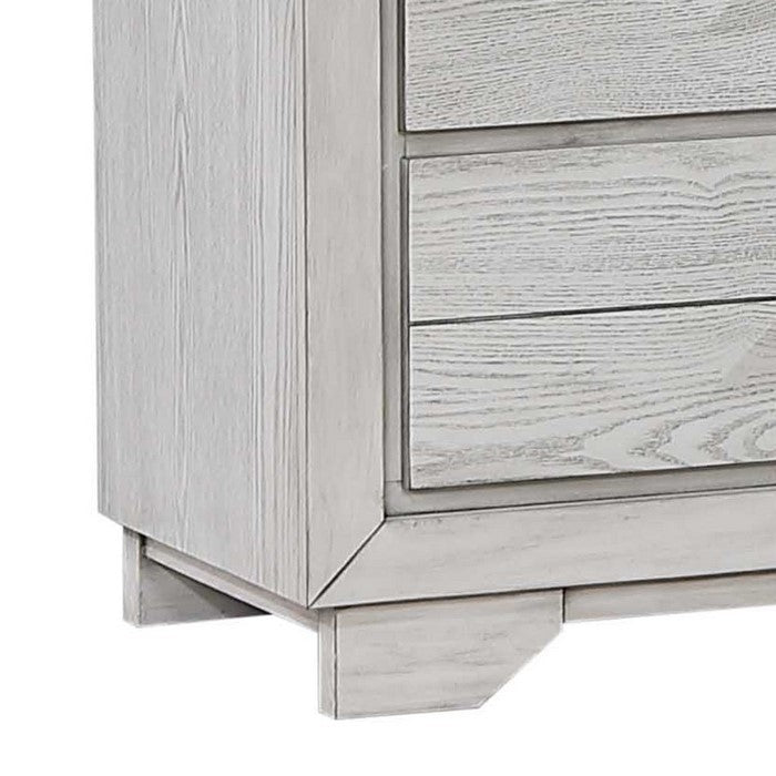 6 Drawers Wooden Frame Dresser with Bracket Legs, Antique White