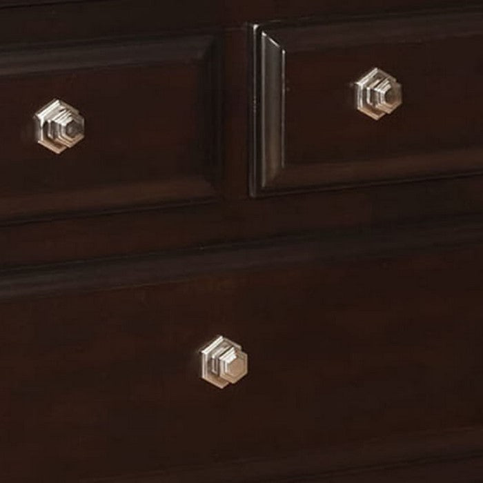 10 Drawers Wooden Frame Dresser with Hexagonal Pulls, Cherry Brown