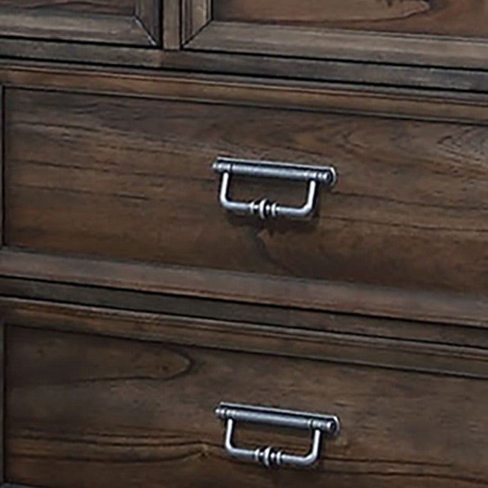 Grained Wooden Frame Dresser with 7 Drawers and Tapered Legs, Brown