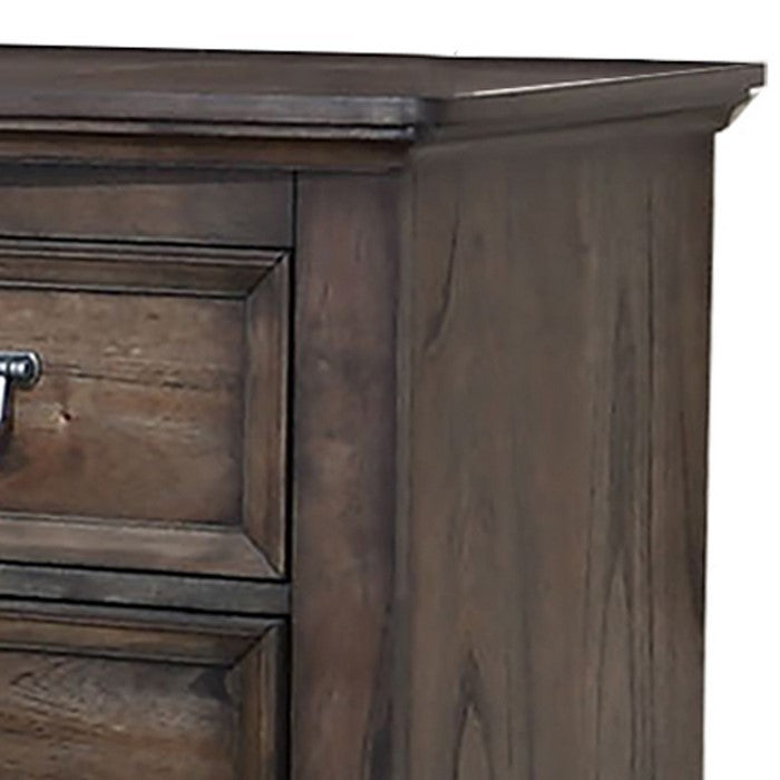 Grained Wooden Frame Dresser with 7 Drawers and Tapered Legs, Brown