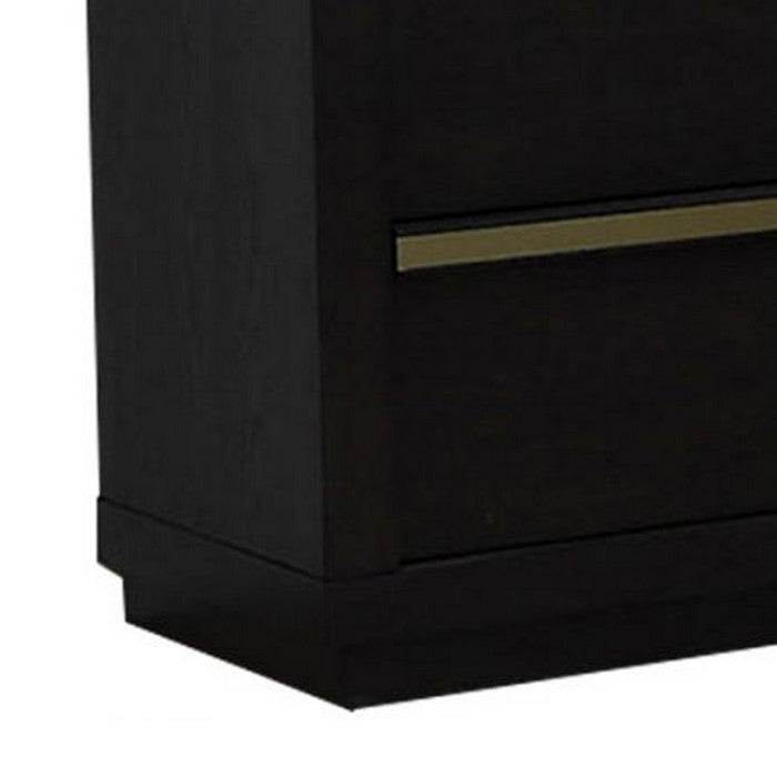 6 Drawers Wooden Frame Dresser with Metal trim, Dark Brown and Gold