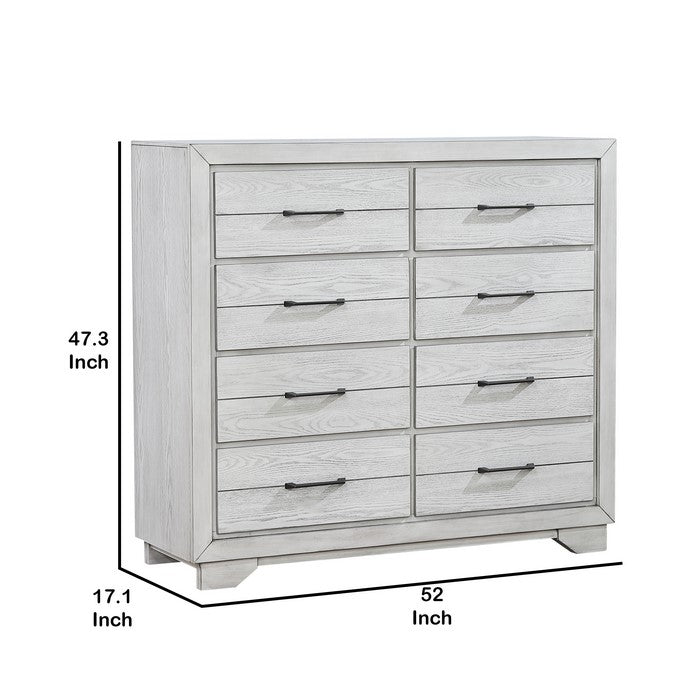 8 Drawers Wooden Frame Chest with Bracket Legs, Antique White