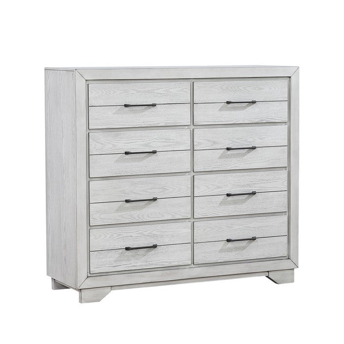 8 Drawers Wooden Frame Chest with Bracket Legs, Antique White