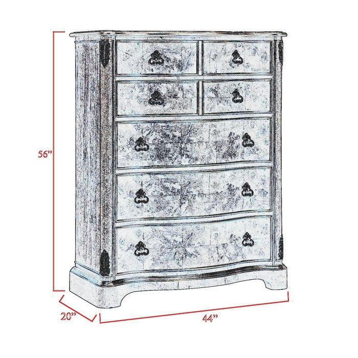 5 Drawers Wooden Frame Chest with Leaf Engraving on Edges, Dark Brown - BM215142