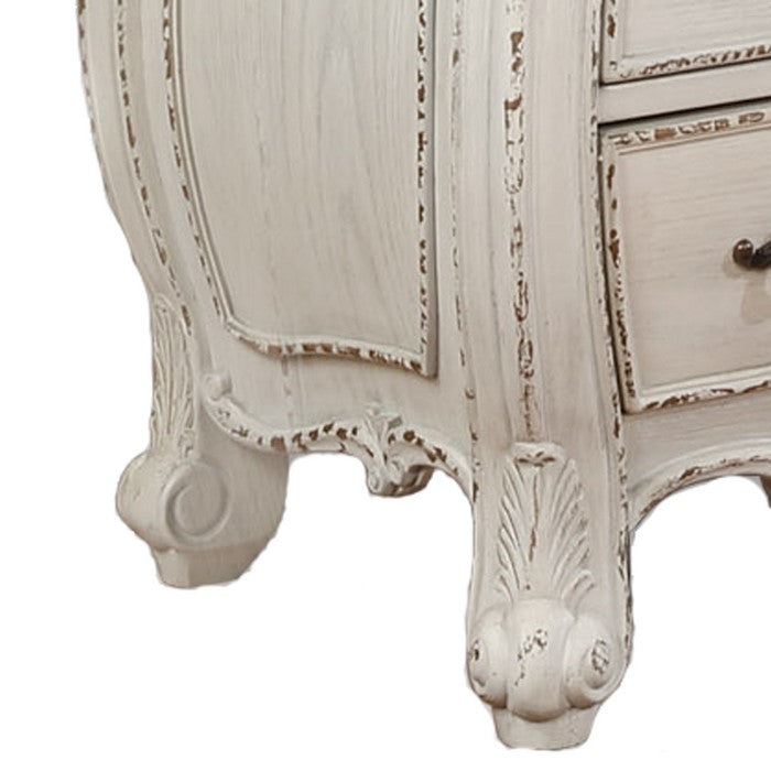 9 Drawers Wooden Frame Dresser with Curved Bottom, White and Brown