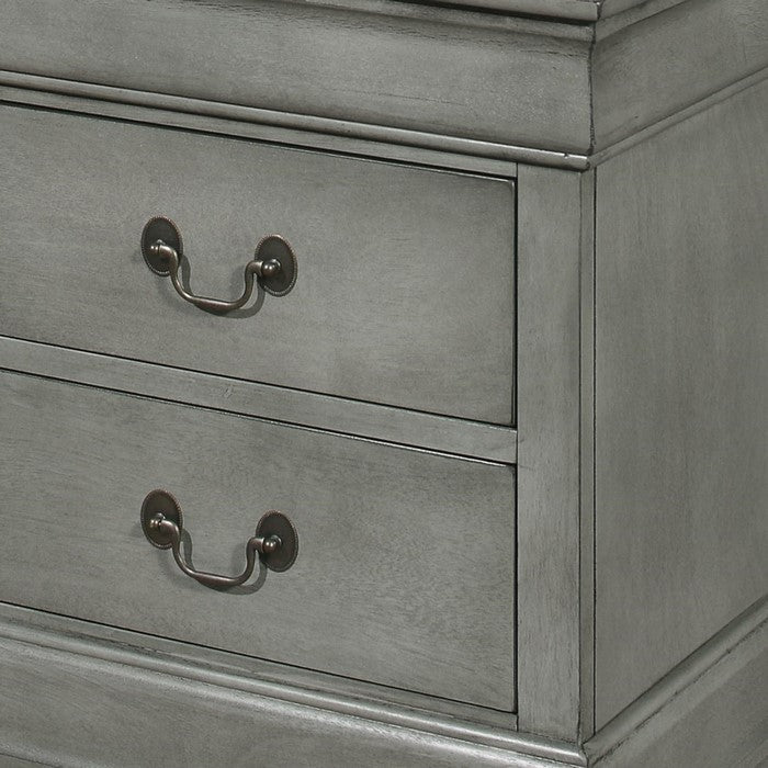 Wooden Frame Nightstand with 2 Drawers and Bracket Feet, Gray