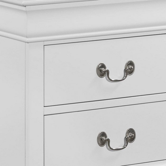 Wooden Frame Nightstand with 2 Drawers and Bracket Feet, White