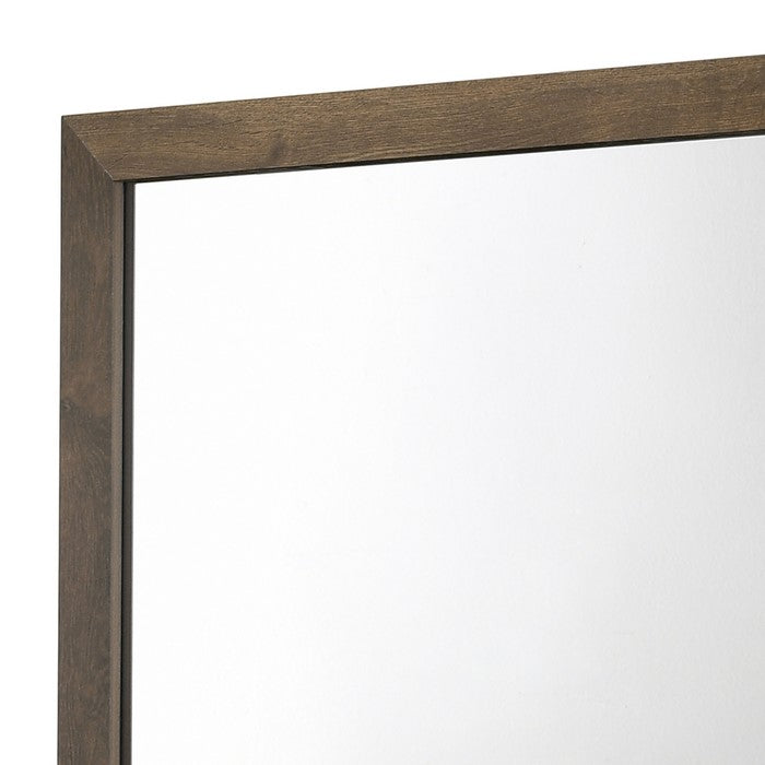 Rectangular Dresser Top Mirror with Grain Details on Frame, Brown - BM215156