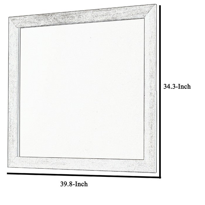 Rectangular Dresser Top Mirror with Grain Details on Frame, Brown - BM215156
