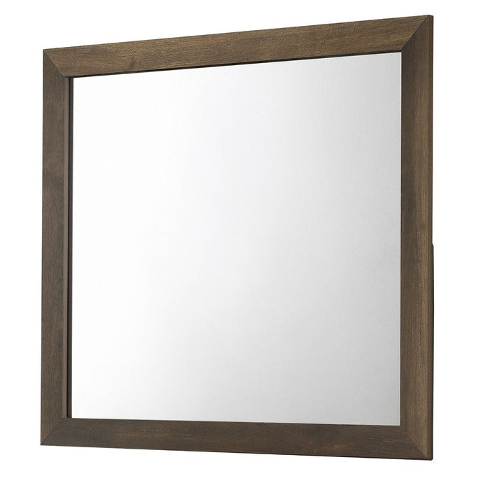 Rectangular Dresser Top Mirror with Grain Details on Frame, Brown - BM215156