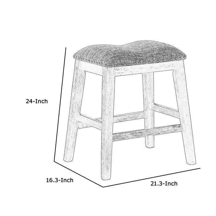 Nailhead Trim Fabric Upholstered Counter Stool, Set of 2, Charcoal Gray
