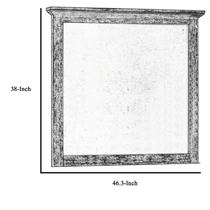 Rectangular Wood Encased Dresser Top Mirror, Gray and Silver - BM215160