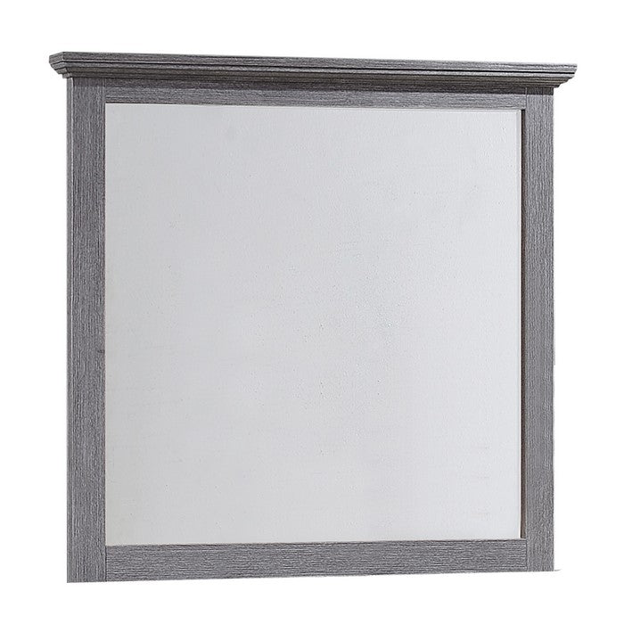 Rectangular Wood Encased Dresser Top Mirror, Gray and Silver - BM215160
