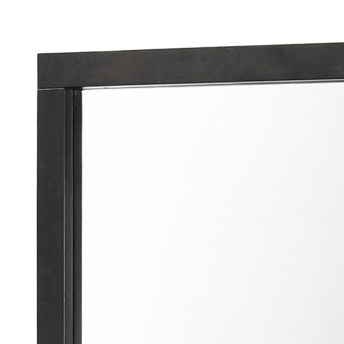 Rectangular Wood Encased Dresser Mirror, Black and Silver - BM215161
