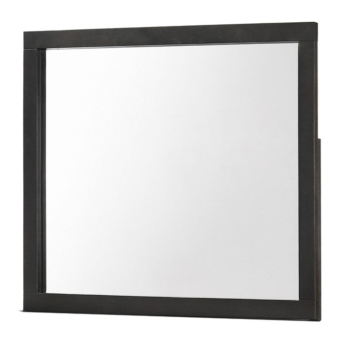 Rectangular Wood Encased Dresser Mirror, Black and Silver - BM215161