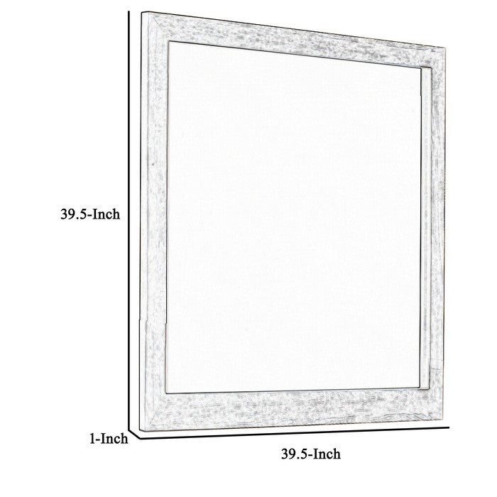 Rectangular Wood Encased Dresser Top Mirror, Oak Brown and Silver
