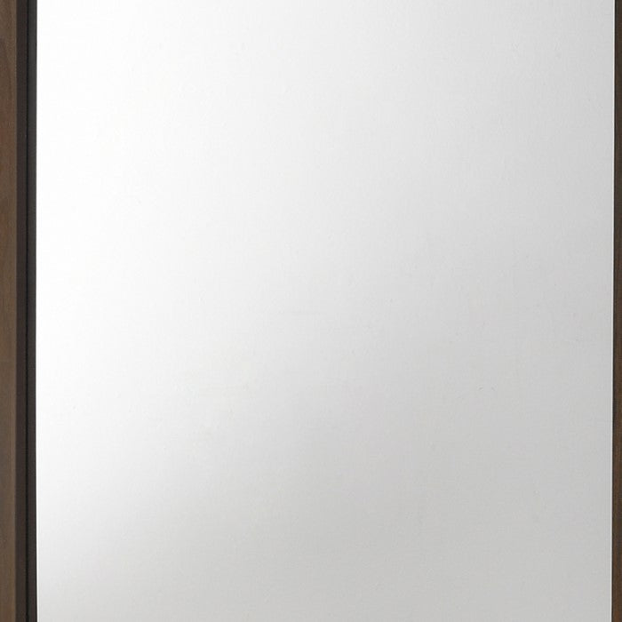 Rectangular Wood Encased Dresser Top Mirror, Walnut Brown and Silver - BM215164